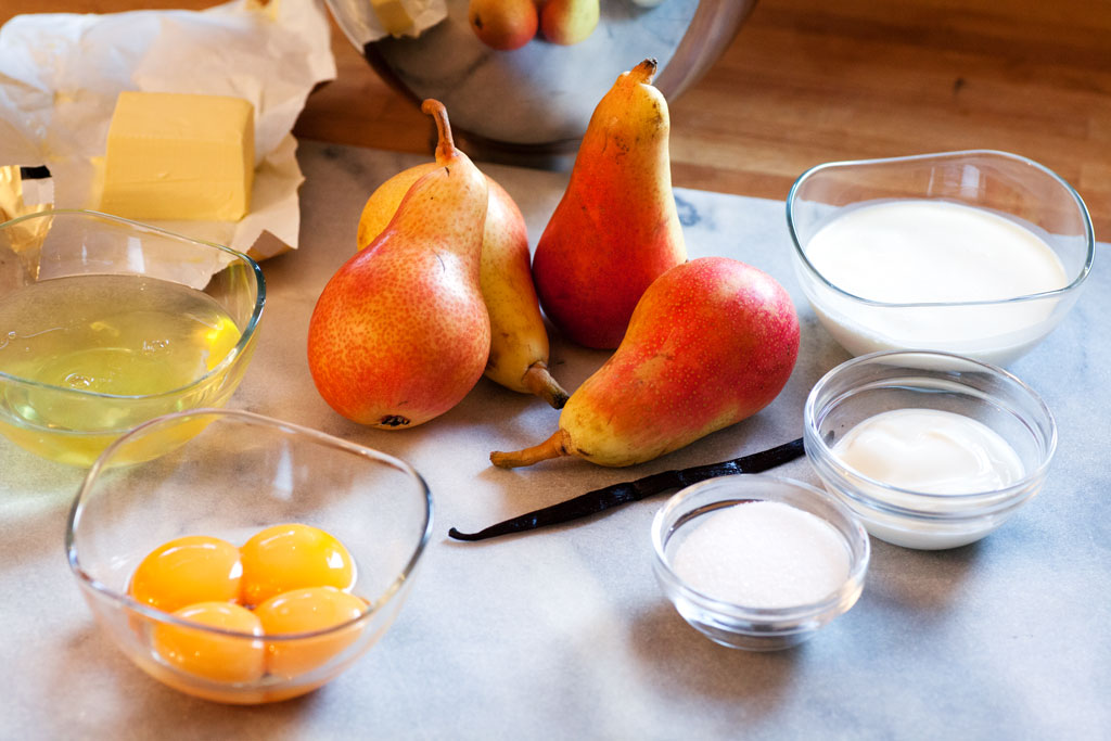 Zutaten für Birnenpfannkuchen: statt Vanilleschote kann auch Vanillezucker benutzt werden.